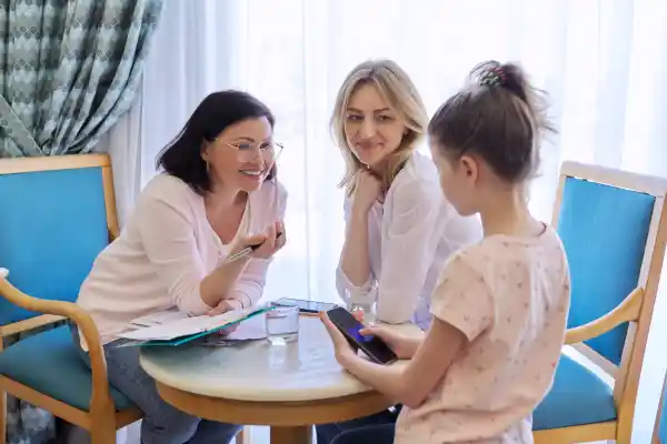 Caregiver with autistic kid